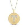 Thumbnail Image 0 of Diamond Zodiac Aries Symbol Brushed Disc Necklace 1/10 ct tw 10K Yellow Gold 18"