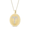 Thumbnail Image 1 of Diamond Zodiac Aries Symbol Brushed Disc Necklace 1/10 ct tw 10K Yellow Gold 18"