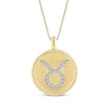 Thumbnail Image 1 of Diamond Zodiac Taurus Symbol Brushed Disc Necklace 1/10 ct tw 10K Yellow Gold 18&quot;