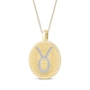 Thumbnail Image 2 of Diamond Zodiac Taurus Symbol Brushed Disc Necklace 1/10 ct tw 10K Yellow Gold 18&quot;