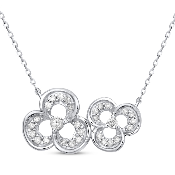 Diamond Trefoils Necklace 1/4 ct tw 10K White Gold 18"