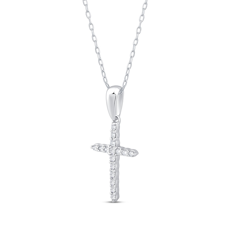 Main Image 2 of Diamond Cross Necklace 1/10 ct tw 10K White Gold 18&quot;