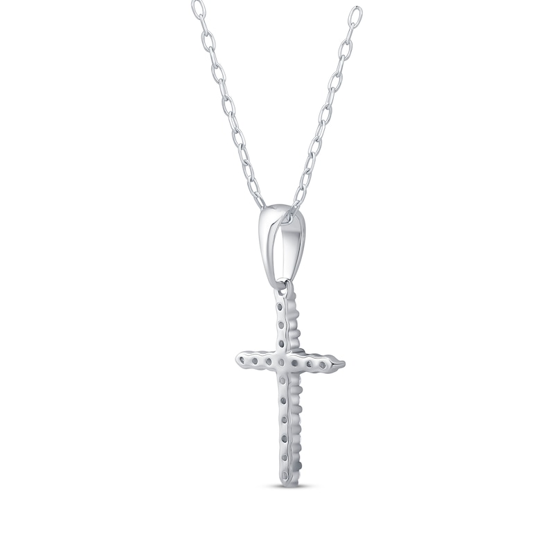 Main Image 3 of Diamond Cross Necklace 1/10 ct tw 10K White Gold 18&quot;