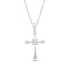 Thumbnail Image 0 of Baguette & Round-Cut Diamond Flared Cross Necklace 1/5 ct tw 10K White Gold 18"