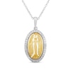 Thumbnail Image 1 of Diamond Mother Mary Oval Necklace 1/4 ct tw 10K Yellow Gold & Sterling Silver 18&quot;