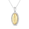 Thumbnail Image 2 of Diamond Mother Mary Oval Necklace 1/4 ct tw 10K Yellow Gold & Sterling Silver 18&quot;