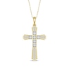 Thumbnail Image 1 of Baguette & Round-Cut Diamond Cross Necklace 1/3 ct tw 10K Yellow Gold 18&quot;