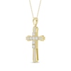 Thumbnail Image 2 of Baguette & Round-Cut Diamond Cross Necklace 1/3 ct tw 10K Yellow Gold 18&quot;