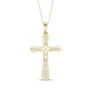 Thumbnail Image 4 of Baguette & Round-Cut Diamond Cross Necklace 1/3 ct tw 10K Yellow Gold 18&quot;