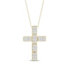 Thumbnail Image 1 of Baguette & Round-Cut Diamond Grid Cross Necklace 1/2 ct tw 10K Yellow Gold 18&quot;