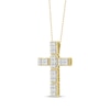 Thumbnail Image 2 of Baguette & Round-Cut Diamond Grid Cross Necklace 1/2 ct tw 10K Yellow Gold 18&quot;