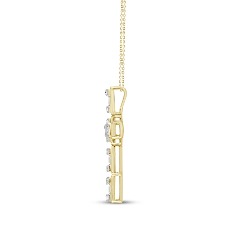 Main Image 3 of Baguette & Round-Cut Diamond Grid Cross Necklace 1/2 ct tw 10K Yellow Gold 18&quot;