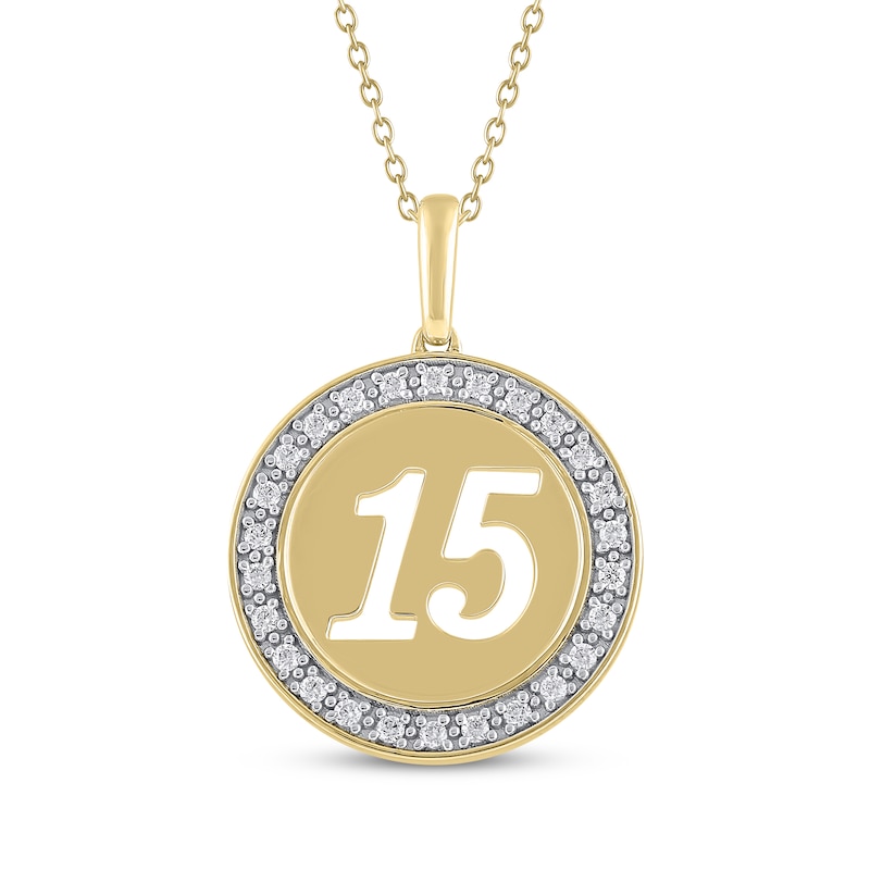 Main Image 1 of Diamond Quinceañera Cutout Circle Necklace 1/6 ct tw 10K Yellow Gold 18&quot;