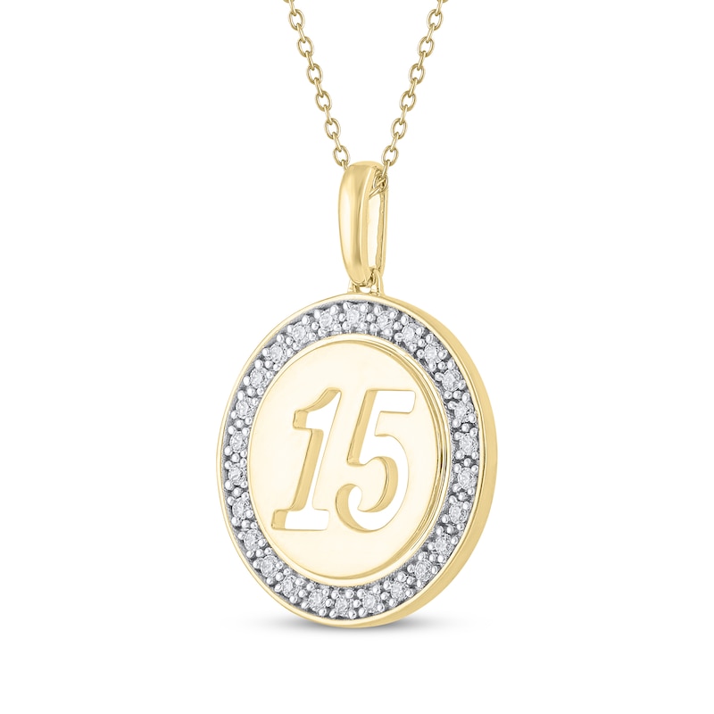 Main Image 2 of Diamond Quinceañera Cutout Circle Necklace 1/6 ct tw 10K Yellow Gold 18&quot;