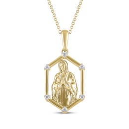 Diamond Our Lady of Guadalupe Necklace 1/20 ct tw 10K Yellow Gold 18&quot;