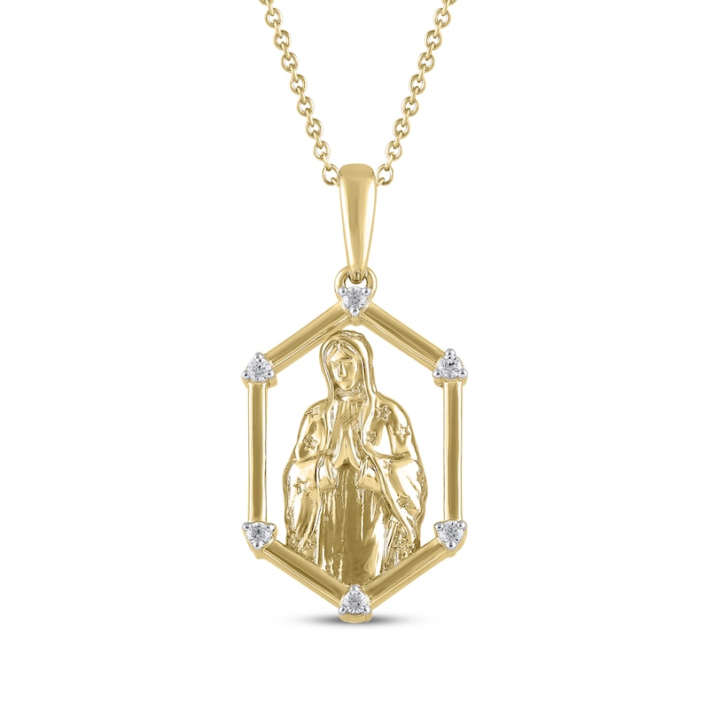 Main Image 1 of Diamond Our Lady of Guadalupe Necklace 1/20 ct tw 10K Yellow Gold 18&quot;