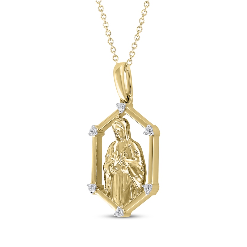 Main Image 2 of Diamond Our Lady of Guadalupe Necklace 1/20 ct tw 10K Yellow Gold 18&quot;