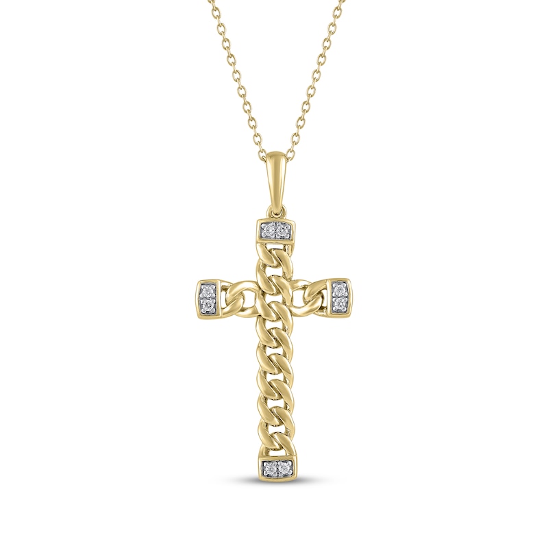 Main Image 1 of Diamond Accent Chain Link Cross Necklace 10K Yellow Gold 18&quot;