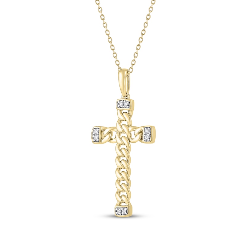 Main Image 2 of Diamond Accent Chain Link Cross Necklace 10K Yellow Gold 18&quot;