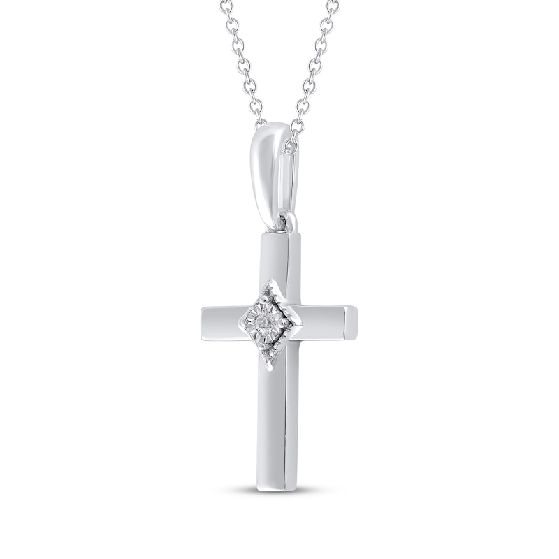 Main Image 2 of Diamond Accent Cross Necklace 10K White Gold 18&quot;