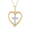 Thumbnail Image 1 of Diamond Heart Cross Necklace 1/20 ct tw 10K Yellow Gold 18&quot;