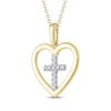 Thumbnail Image 2 of Diamond Heart Cross Necklace 1/20 ct tw 10K Yellow Gold 18&quot;