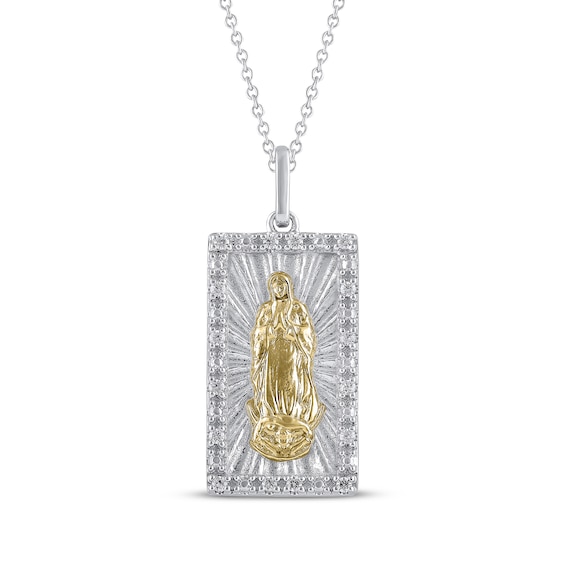 Diamond Our Lady of Guadalupe Necklace 1/10 ct tw 10K Two-Tone Gold 18"