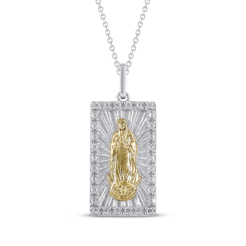 Main Image 1 of Diamond Our Lady of Guadalupe Necklace 1/10 ct tw 10K Two-Tone Gold 18&quot;