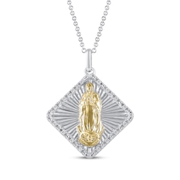 Diamond Our Lady of Guadalupe Necklace 1/10 ct tw 10K Two-Tone Gold 18&quot;