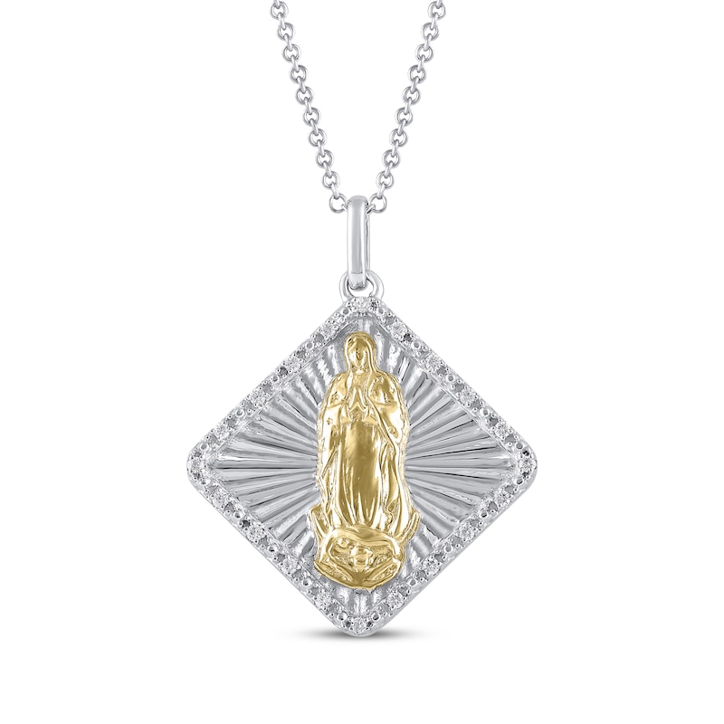 Main Image 1 of Diamond Our Lady of Guadalupe Necklace 1/10 ct tw 10K Two-Tone Gold 18&quot;