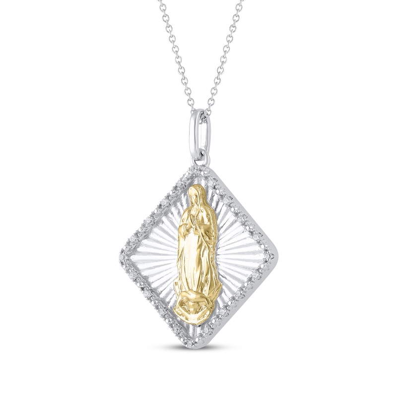 Main Image 2 of Diamond Our Lady of Guadalupe Necklace 1/10 ct tw 10K Two-Tone Gold 18&quot;