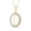 Thumbnail Image 2 of Diamond Medallion Cutout Cross Necklace 1/10 ct tw 14K Yellow Gold 18&quot;