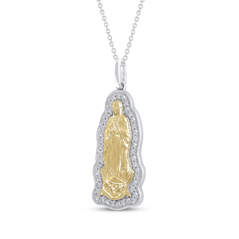 Main Image 2 of Diamond Our Lady of Guadalupe Silhouette Necklace 1/8 ct tw 14K Two-Tone Gold 18&quot;