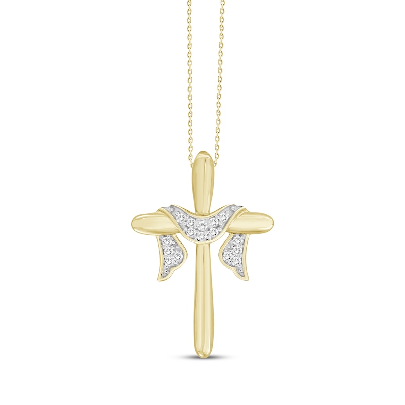 Main Image 1 of Diamond Draped Cross 1/20 ct tw 10K Yellow Gold 18&quot;