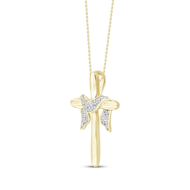 Main Image 2 of Diamond Draped Cross 1/20 ct tw 10K Yellow Gold 18&quot;