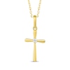 Thumbnail Image 1 of Diamond Accent Solitaire Puffed Cross Necklace 10K Yellow Gold 18&quot;