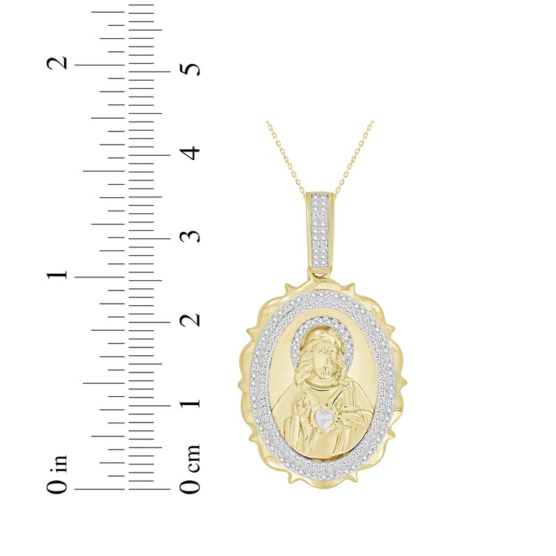 Main Image 2 of Diamond Sacred Heart of Jesus Charm 1/6 ct tw 10K Yellow Gold 18&quot;