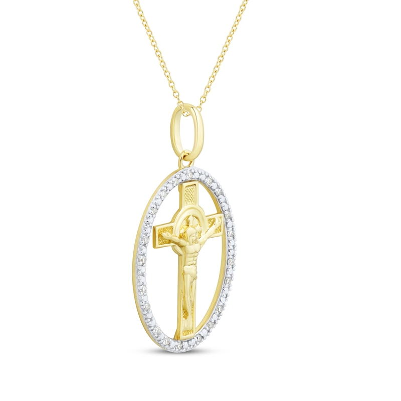 Main Image 2 of Diamond Crucifix Necklace 1/10 ct tw 10K Yellow Gold 18&quot;