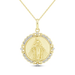 Diamond Virgin Mary Necklace 1/10 ct tw 10K Yellow Gold 18&quot;