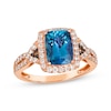 Thumbnail Image 1 of Le Vian Cushion-Cut Blue Topaz Ring 3/8 ct tw Diamonds 14K Strawberry Gold