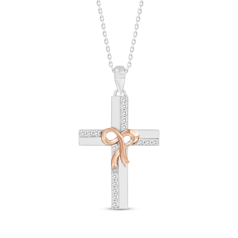 Main Image 1 of Diamond Cross Necklace 1/6 ct tw 10K Two-Tone Gold 18&quot;