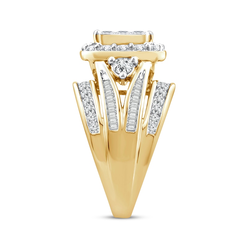 Main Image 2 of Princess & Baguette-Cut Diamond Engagement Ring 2 ct tw 10K Yellow Gold