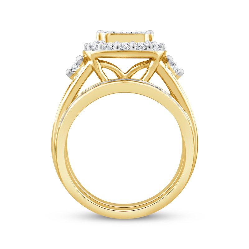 Main Image 3 of Princess & Baguette-Cut Diamond Engagement Ring 2 ct tw 10K Yellow Gold