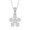 Thumbnail Image 1 of Baguette & Round-Cut Diamond Flower Necklace 1/5 ct tw 10K White Gold 18&quot;