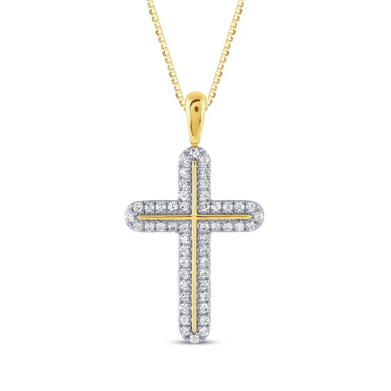 Main Image 1 of Diamond Cross Necklace 1/2 ct tw 10K Yellow Gold 18&quot;