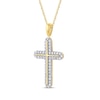 Thumbnail Image 2 of Diamond Cross Necklace 1/2 ct tw 10K Yellow Gold 18&quot;