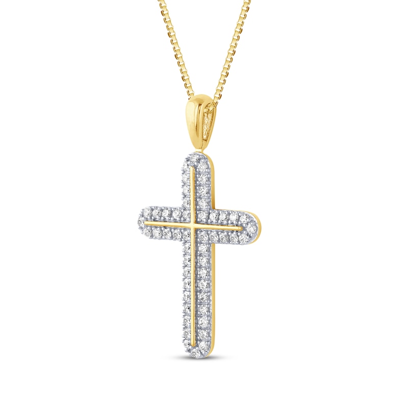 Main Image 2 of Diamond Cross Necklace 1/2 ct tw 10K Yellow Gold 18&quot;