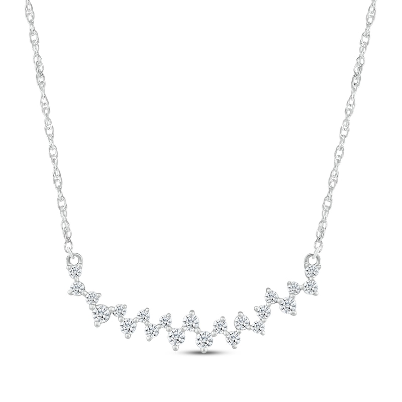Diamond Zigzag Curve Necklace 1/2 ct tw 10K White Gold 18"