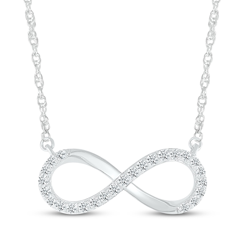 Main Image 1 of Diamond Horizontal Infinity Necklace 1/5 ct tw 10K White Gold 18&quot;