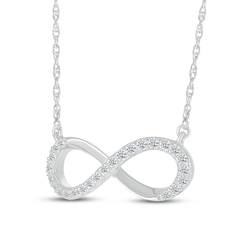 Main Image 2 of Diamond Horizontal Infinity Necklace 1/5 ct tw 10K White Gold 18&quot;